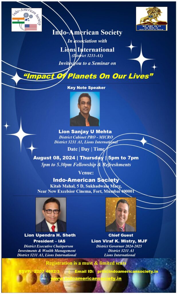 Indo-American Society and Lions International is organizing a seminar on 